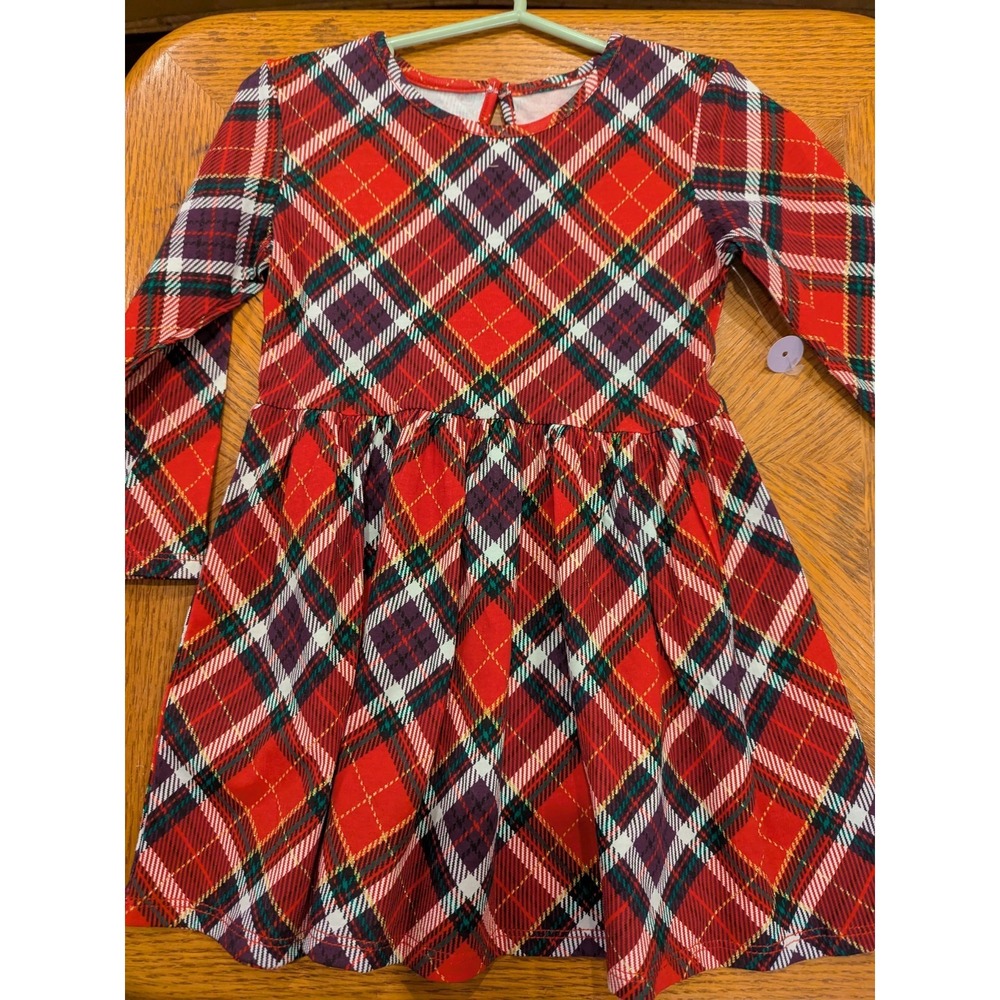 George Girls Long Sleeve Dress And Leggings Red Tartan Sparkle Plaid Size 2T NWT